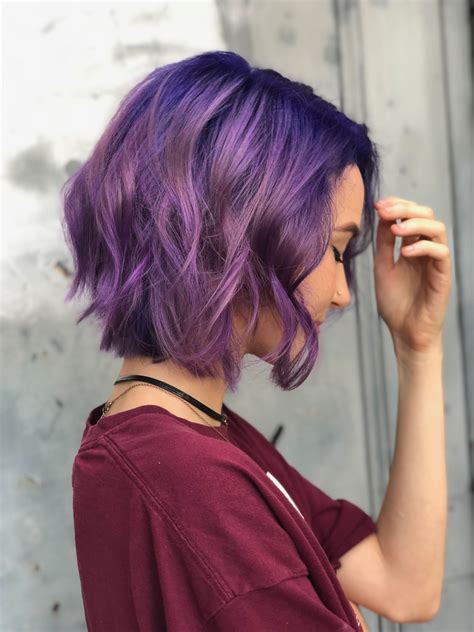 short purple hair|shoulder length purple hair.